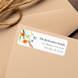 Etiqueta Flores silvestres coloridas aguarelas florais prim