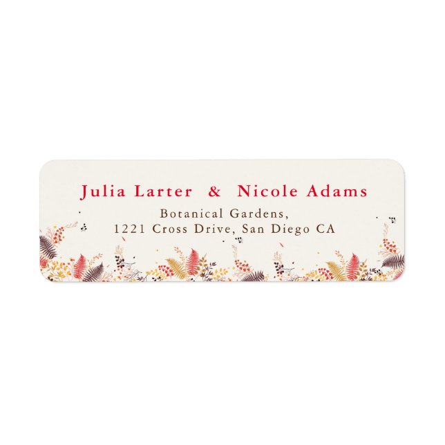 Etiqueta Flores Silvestres Samambaia Cogumelos Folhagem Cas (Frente)