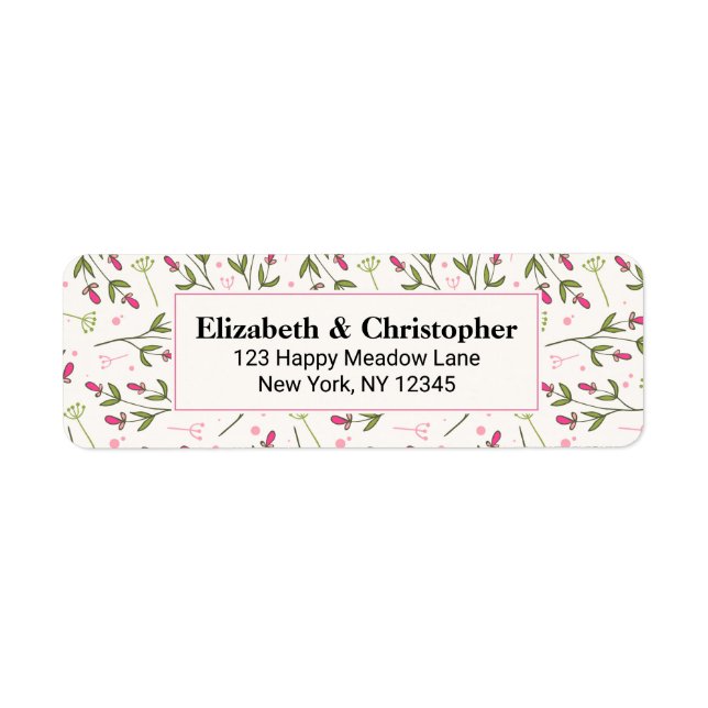 Etiqueta Flores-tronco longas, rosa e verde (Frente)