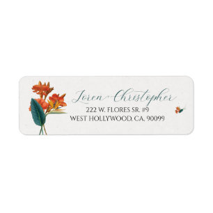 Etiqueta Flores tropicais ricos Script Calligrafia