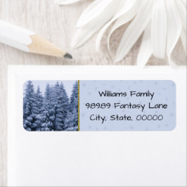 Etiqueta Floresta de inverno mágico - azul, personalizada