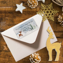 Floresta de neve com um bebê veado Natal