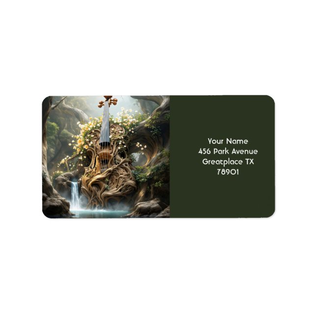 Etiqueta Floresta de Violino Gigante Fantasy (Frente)