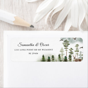 Etiqueta Floresta Verde Moderna Árvores Aquáticas