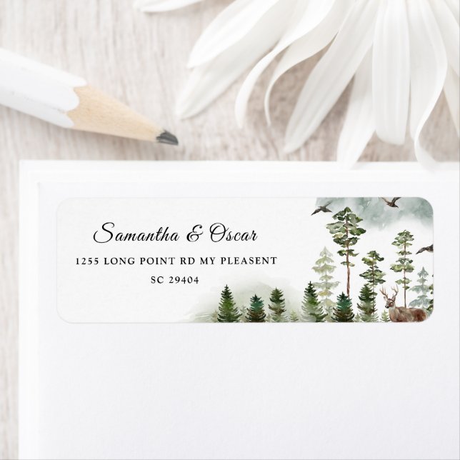 Etiqueta Floresta Verde Moderna | Árvores Aquáticas (Insitu)