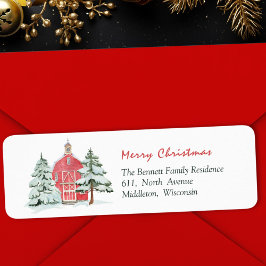 Etiqueta Floresta Verde Red Barn Pine Natal