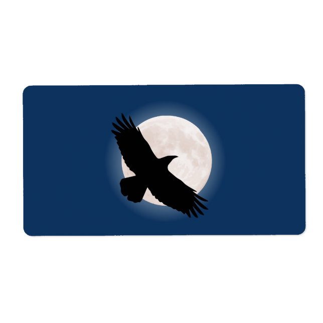 Etiqueta Flying raven com a lua atrás dela (Frente)