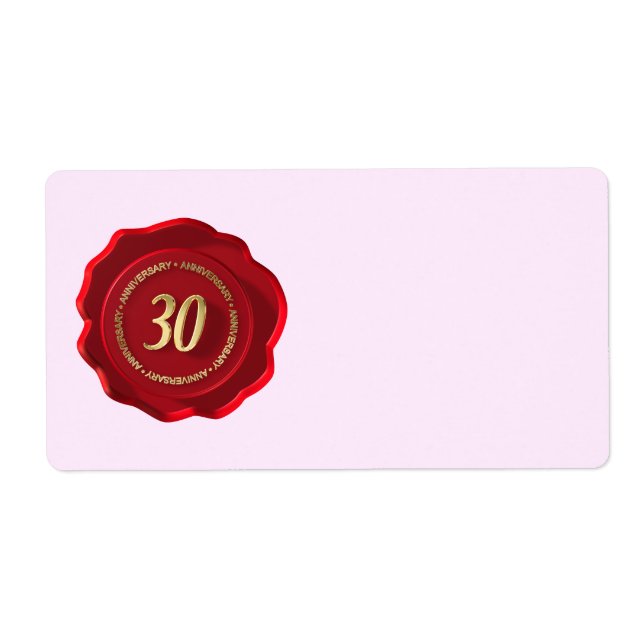 Etiqueta foca de cera vermelha de 30 aniversário (Frente)