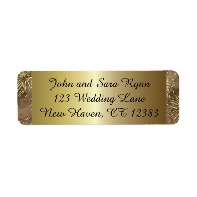 Etiqueta Fogos-de-artifício do casamento dourado (Frente)