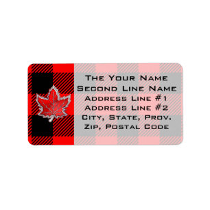 Etiqueta Folha de bordo em xadrez vermelho e preto decorati