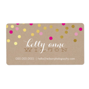 Etiqueta Folha de ouro bonito GLAMOROSO kraft cor-de-rosa