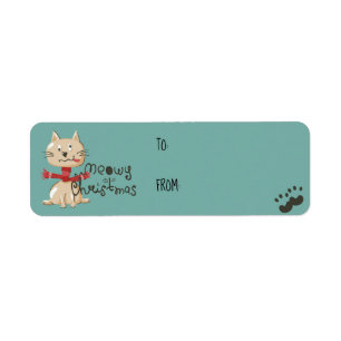 Etiqueta Folha de palitos de presente de Natal de Gato Engr