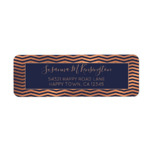 Etiqueta Folha Dourado feminino Chevron dos azuis marinhos