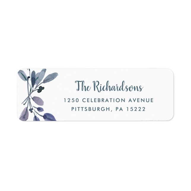 Etiqueta Folhagem Azul em Branco (Frente)