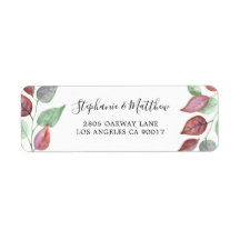 Folhagem de Aquarela Brurgundia Pintada Moderna