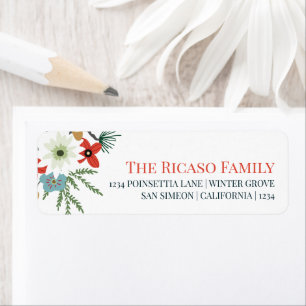 Etiqueta Folhagem de Flor de Natal Personalizada