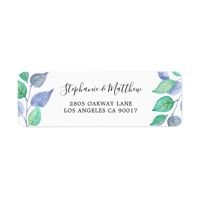 Etiqueta Folhagem de Mola Azul Pintada Moderna Pintada (Frente)