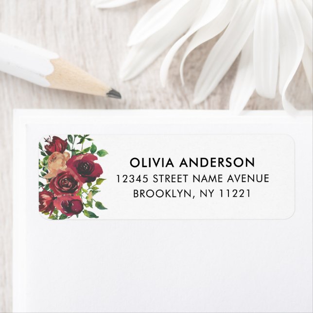 Etiqueta Folhagem de Mola Floral Moderna Burgundy (Insitu)