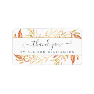 Etiqueta Folhagem de Ouro de Queda de Script Elegante Obrig