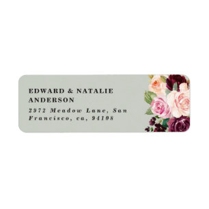 Etiqueta folhagem e floral botânico de aquarela