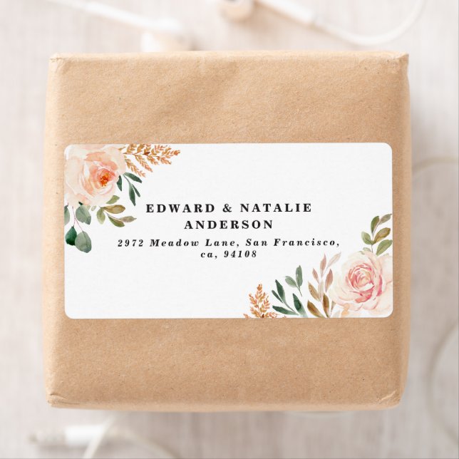 Etiqueta folhagem e floral botânico de aquarela (Insitu)