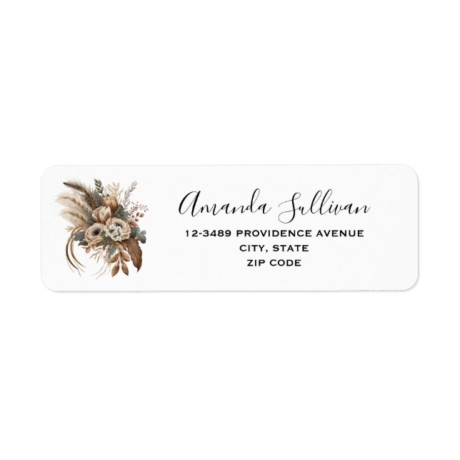 Etiqueta Folhagem e Penas das Flores Elegantes (Frente)