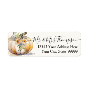 Etiqueta Folhagem Floral de Abóbora de Flor Selvagem