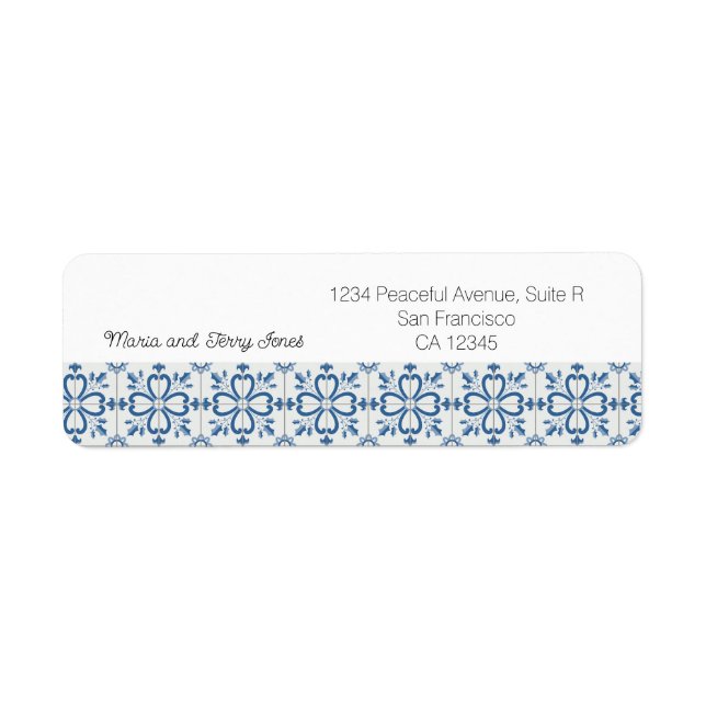 Etiqueta Folhas de Natal e azulejos de flores (Frente)