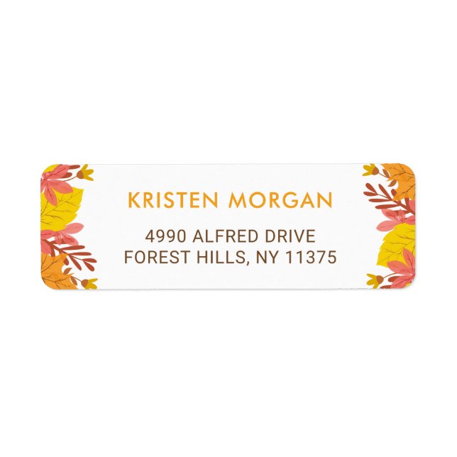 Etiqueta Folhas de Outono Amarelas Laranjas (Frente)