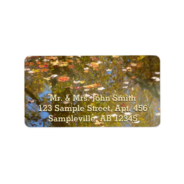 Etiqueta Folhas de outono e Reflexão de Fluxo em Greenbelt (Frente)