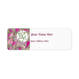 Etiqueta Folhas e Lua - Cores d'água rosa