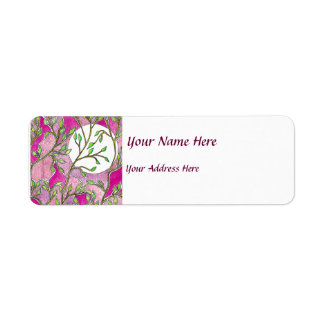 Etiqueta Folhas e Lua - Cores d'água rosa