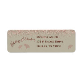 Etiqueta Folhas Glitter Gingko Douradas rosa na cintura de 