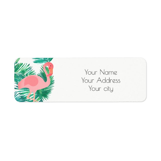 Etiqueta folhas tropicais flamingo (Frente)