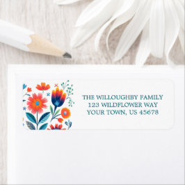 Etiqueta Folk Art Wildflower Return Endereço