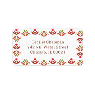 Etiqueta Folter Art Floral Border Cute Cozy Rustic Autumn