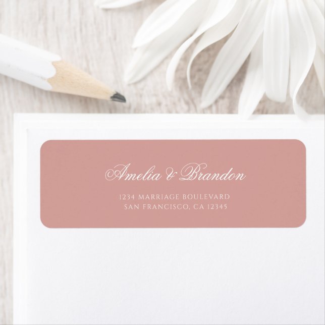 Etiqueta Formal Classic Dusty Rose Script Wedding Address (Insitu)