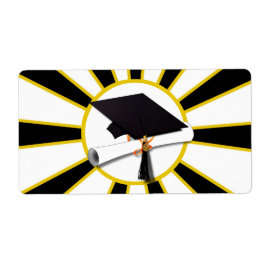 Etiqueta Formando de Boné e Diploma com Cores Escolares Neg
