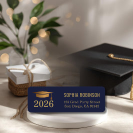 Etiqueta Formatura Tipografia Script Dourado Azul Moderno