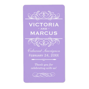 Etiqueta Forrageira De Vinho De Casamento Roxo, Favor Do Mo