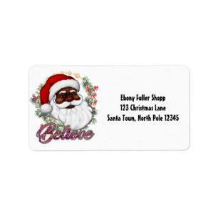Etiqueta Fortes Papais noeis Negros Melanin Chrismas Claus 
