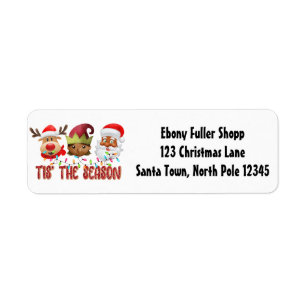 Etiqueta Fortes Papais noeis Negros Melanin Chrismas Claus 