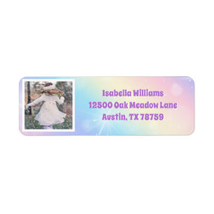 Etiqueta Foto bonito Pastel Rainbow Sparkle Kids