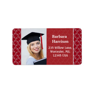 Etiqueta Foto branca vermelha da graduação do damasco