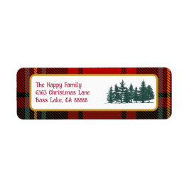 Etiqueta Foto da Xadrez RedTartan Feliz Natal