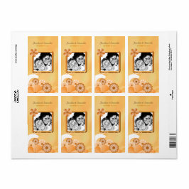 Etiqueta Foto De Casamento Floral De Ivory Dourada Favorece