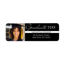 Etiqueta Foto de graduação em preto e branco moderno em 202