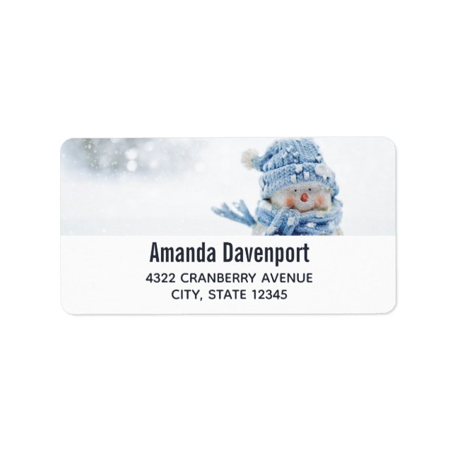 Etiqueta Foto de um bonitão de neve no inverno - Natal (Frente)