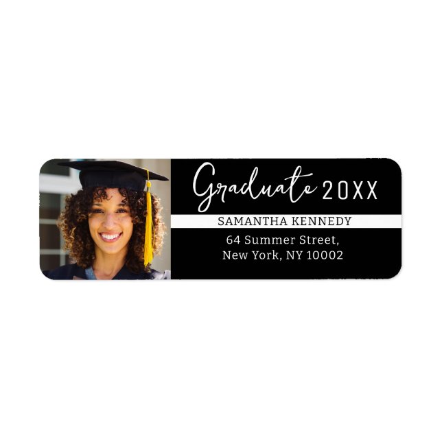 Etiqueta Foto do Formando Modern Black and White 2025 (Frente)