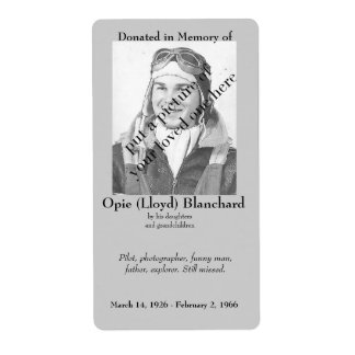 Etiqueta Foto doada na memória do marcador ..